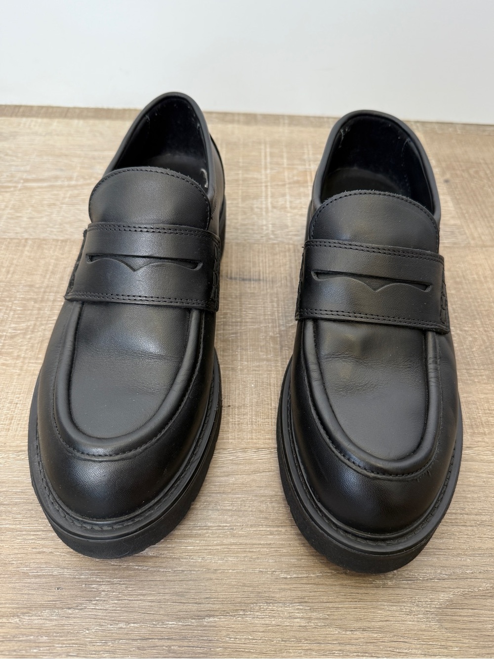 COS Size US 10 / EU 40 Chunky Leather Black Penny Loafers - Picture 2 of 8